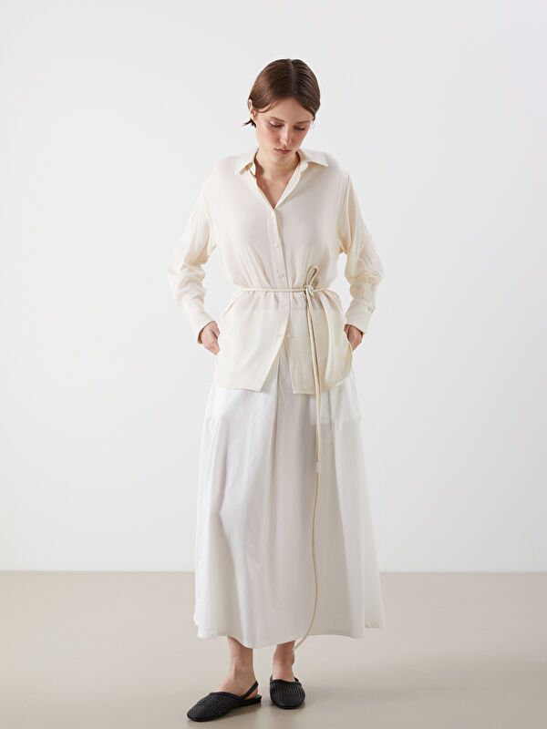 Moudda LC Waikiki - Chemise tissée manches longues Femme Ecru - Tunisie 2