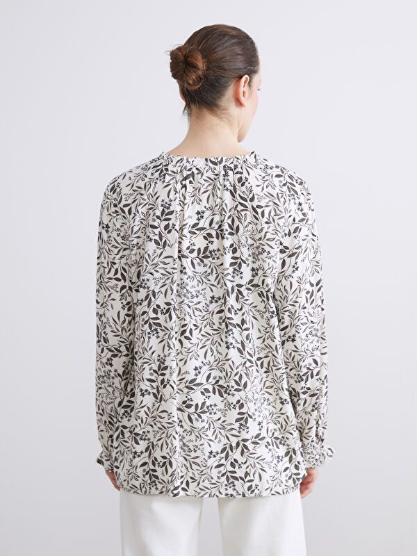 Moudda LC Waikiki - Blouse tissée imprimée manches longues Femme Imprimé écru - Tunisie 4