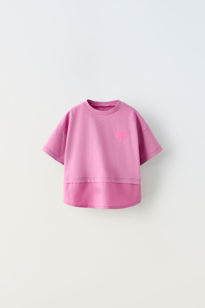 T-shirt manches courtes avec broderie fluo enfant