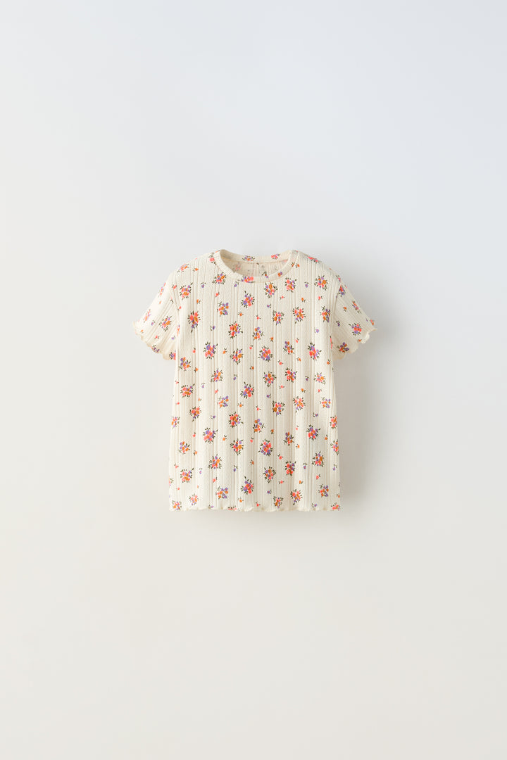 Haut manches courtes avec trous minifleur fluo pour enfant