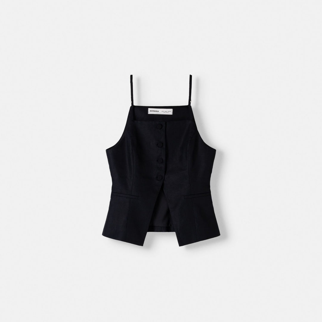 Moudda BERSHKA - Gilet Ajusté à Bretelles Lin et Coton - Tunisie 1