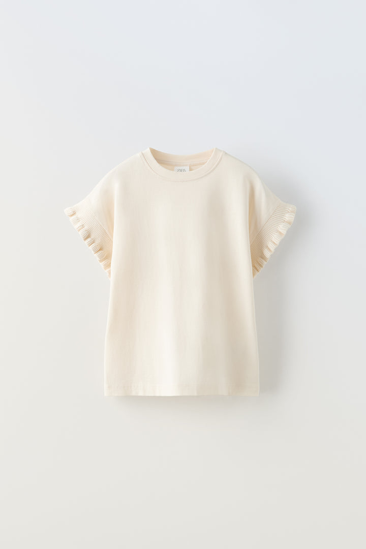 Haut pour fille manches courtes avec trimming