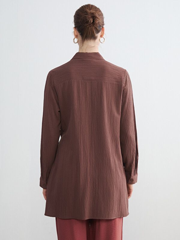 Moudda LC Waikiki - Tunique manches longues en tissu pour Femme couleur Marron - Tunisie 4