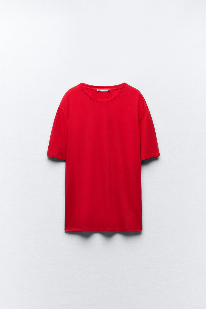 T-shirt basique Lyocell col rond manches courtes