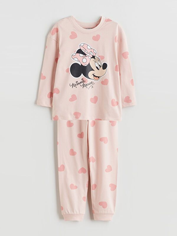 Moudda LC Waikiki - Pyjama manches longues en jersey mi-saison couleur Rose clair imprimé pour filles - Tunisie 1