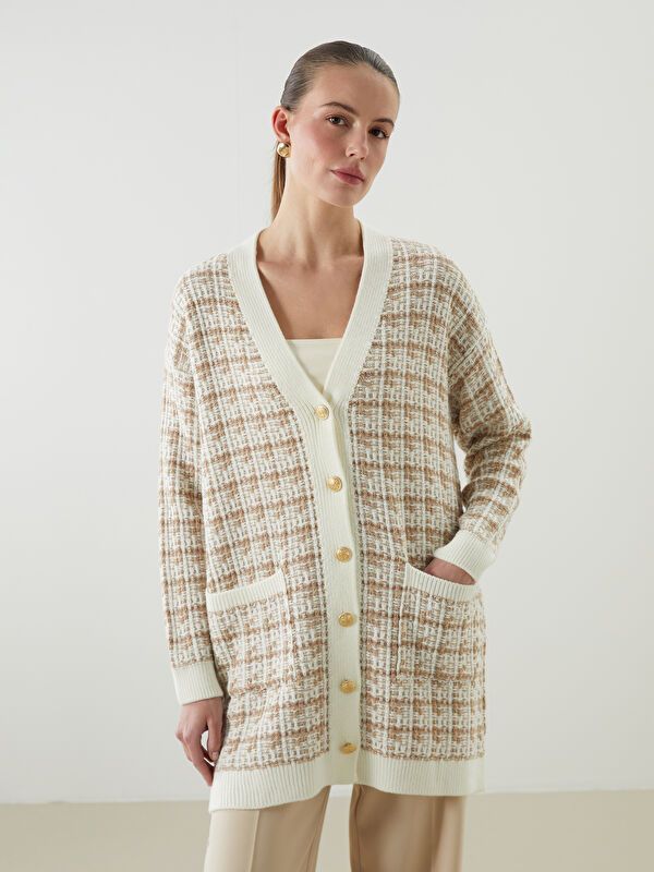 Moudda LC Waikiki - Cardigan tricot moyen Femme Brun clair - Tunisie 1