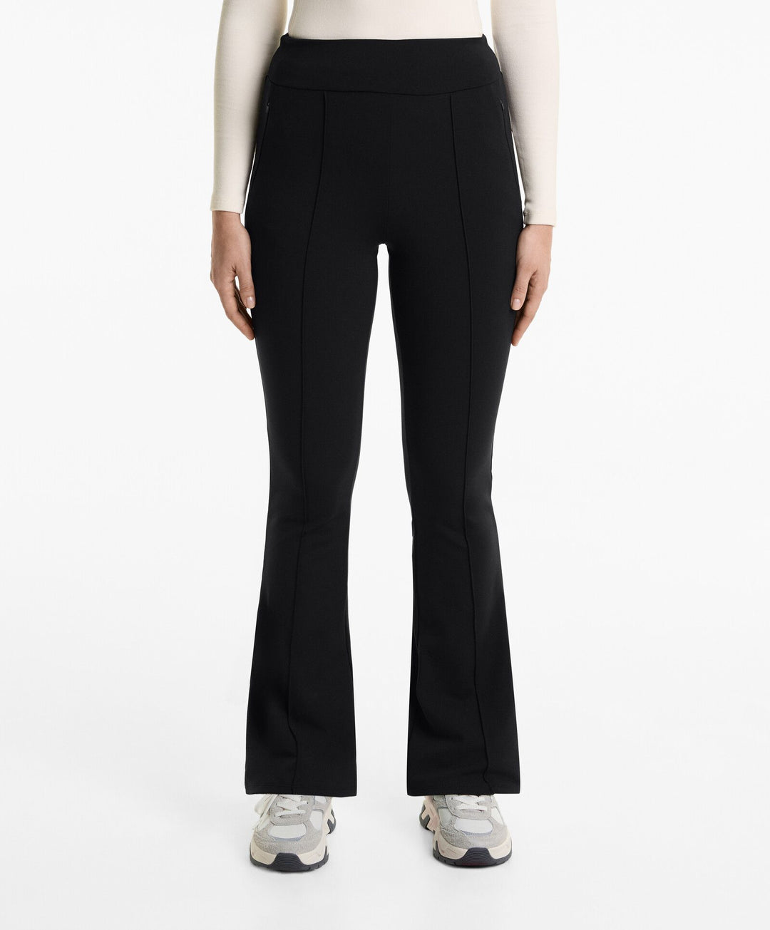 Moudda Oysho - Pantalon Long Flare Chaud - Taille Haute, Cheville, Zip & Couture - Tunisie 1