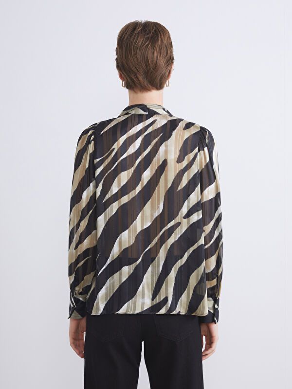 Moudda LC Waikiki - Blouse tissée imprimée manches longues Femme Imprimé beige - Tunisie 4