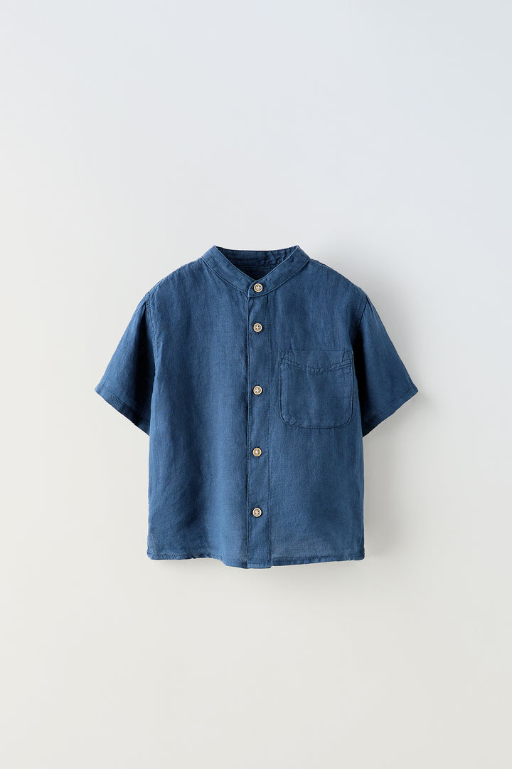 Chemise manches courtes col Mao 100% lin Ramadan