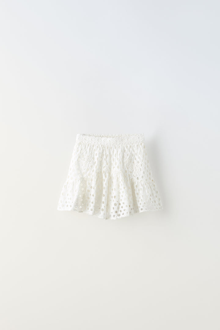 Jupe pour fille schiffli brodée fleurs