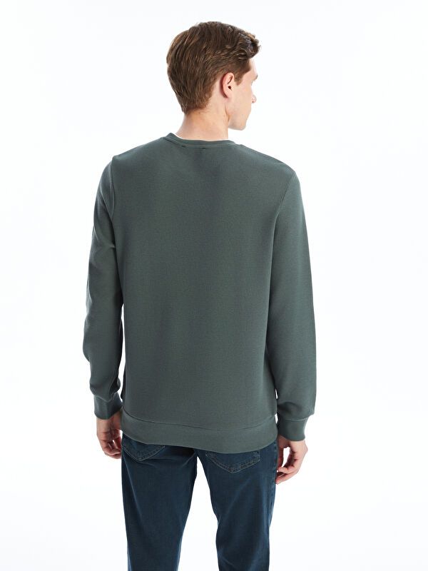 Moudda LC Waikiki - Sweatshirt jersey imprimé basique Homme Vert foncé - Tunisie 4