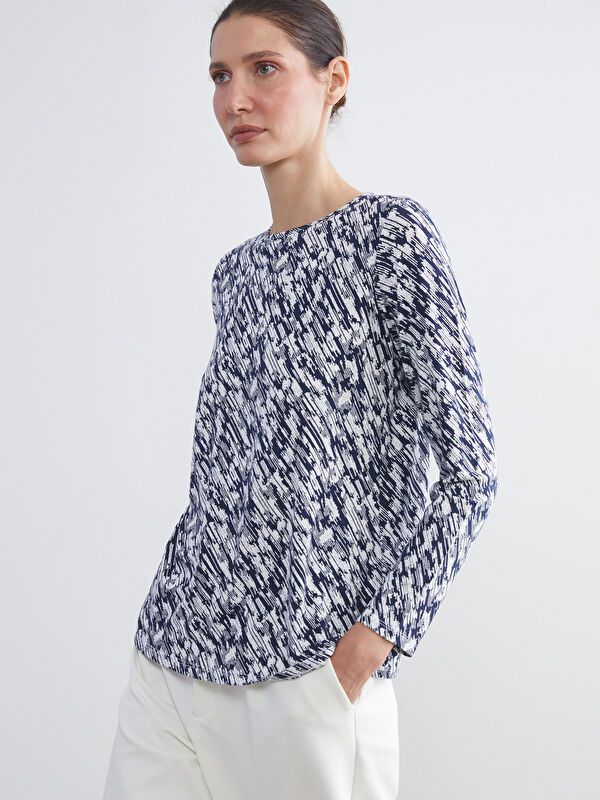 Moudda LC Waikiki - T-shirt fin à manches longues en jersey imprimé cv pour Femmes - Tunisie 1