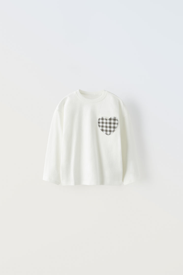 Haut manches longues avec poche cœur plat miniprint (pas tropiques) pour enfant