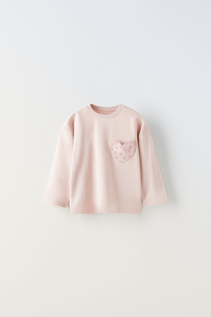 Haut manches longues avec poche cœur plat miniprint (pas tropiques) pour enfant
