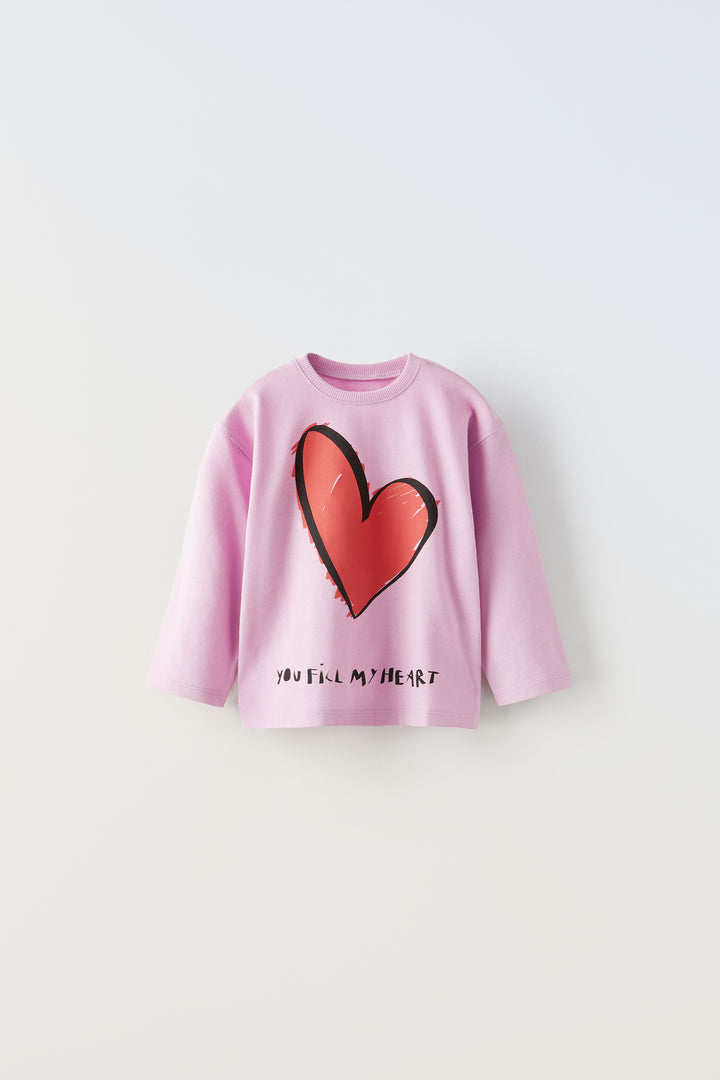 T-shirt Manches Longues Imprimé Street Flower and Heart Enfant