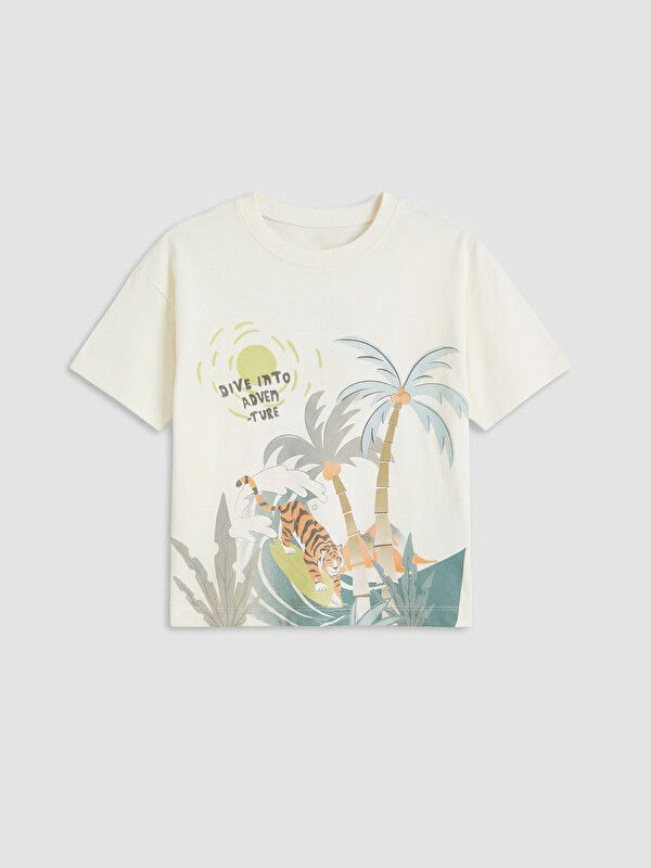 Moudda LC Waikiki - T-shirt manches courtes en jersey pour Garçon couleur Beige clair - Tunisie 1