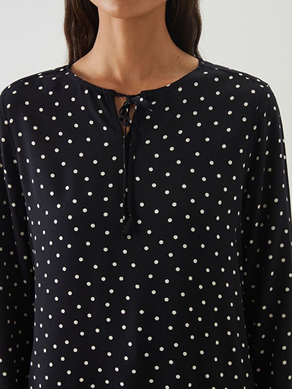 Moudda LC Waikiki - Blouse tissée manches longues Femme Imprimé en noir - Tunisie 3