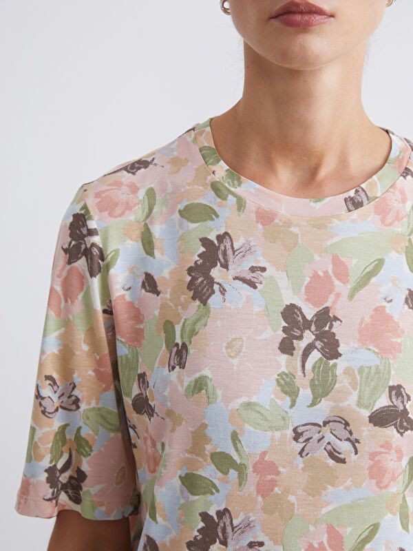 Moudda LC Waikiki - Body jersey manches courtes Femme Imprimé mélange - Tunisie 3