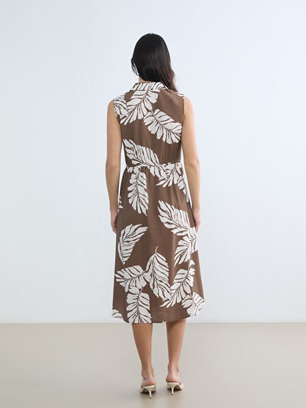 Moudda LC Waikiki - Robe manches courtes en tissu pour Femme couleur Marron imprimé - Tunisie 4
