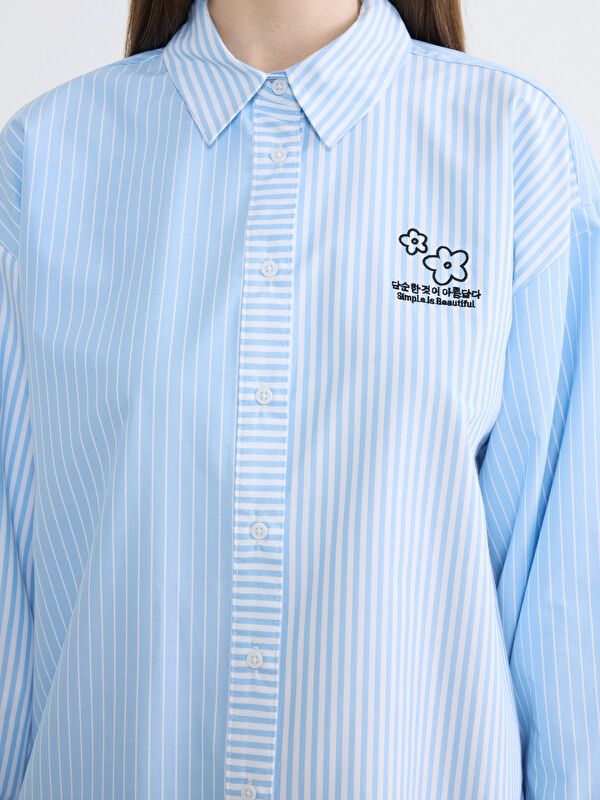 Moudda LC Waikiki - Tunique manches longues en tissu pour Femme couleur Bleu rayé - Tunisie 3
