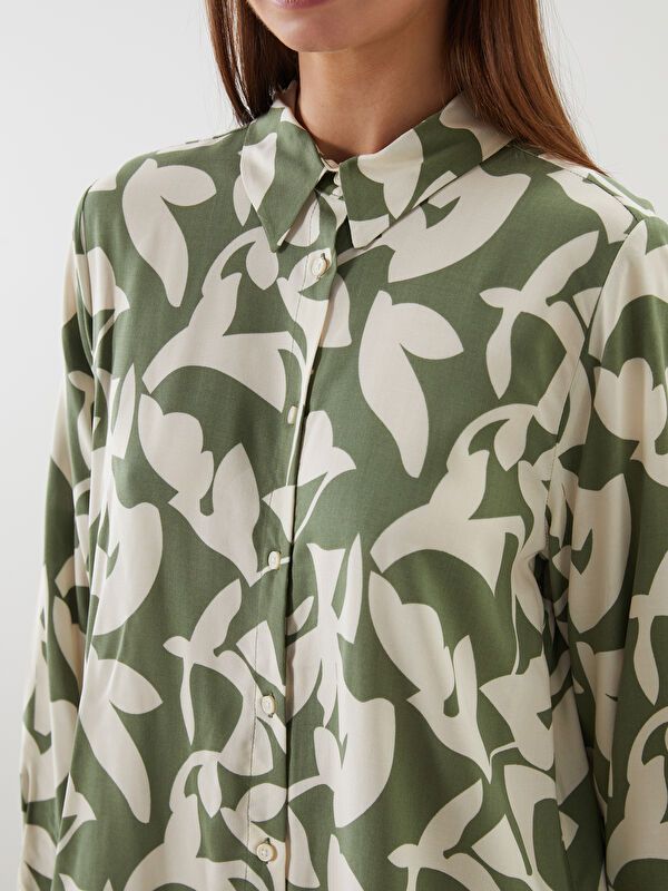 Moudda LC Waikiki - Tunique tissée manches longues Femme Imprimé vert - Tunisie 3