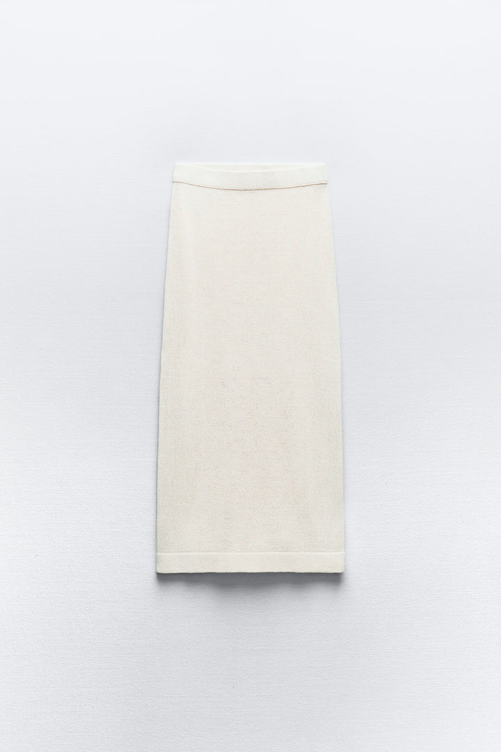 Jupe midi en lin ajustée