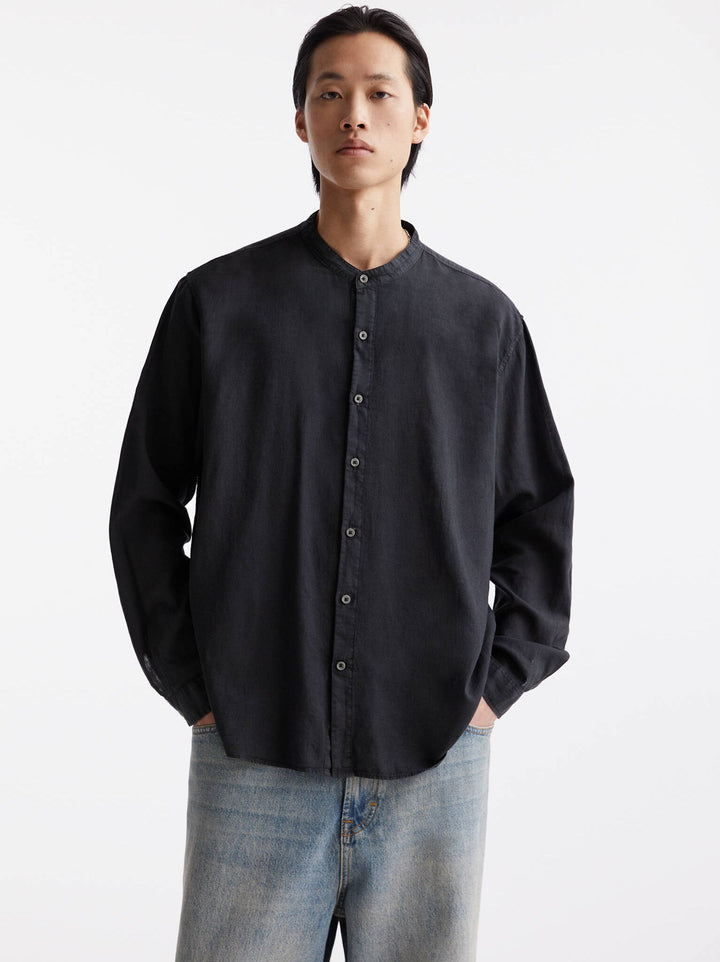 Moudda PULL & BEAR - Chemise Manches Longues Basique Col Mao - Tunisie 1