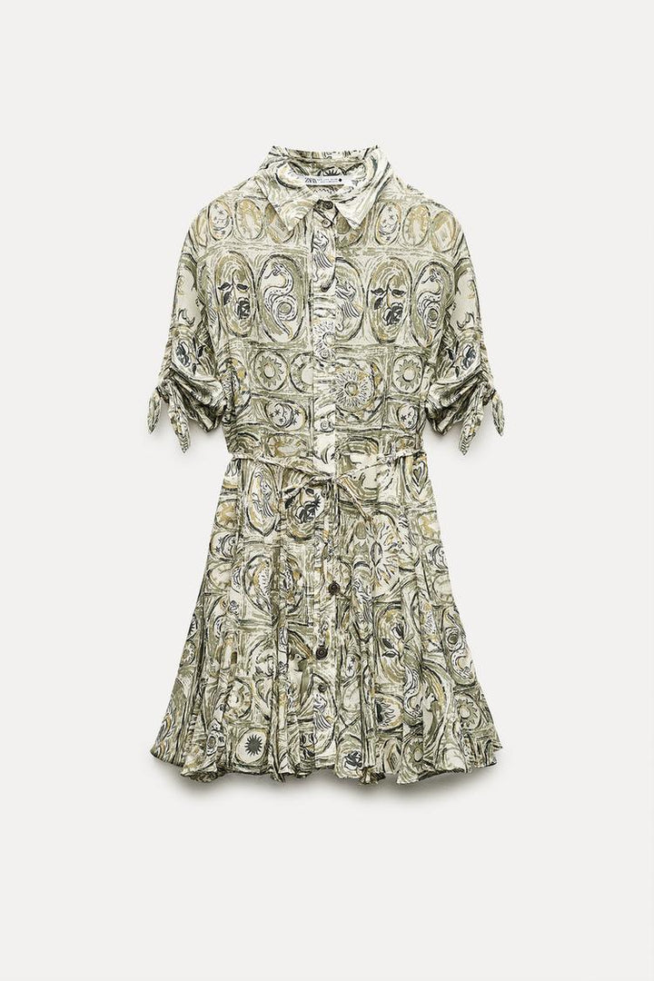 Robe Mini Jupe Volume Voile Imprimé