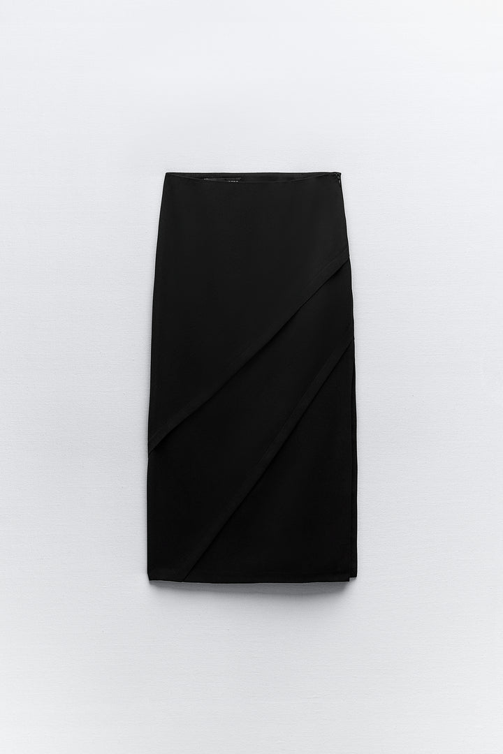 Jupe crêpe diagonales fente latérale