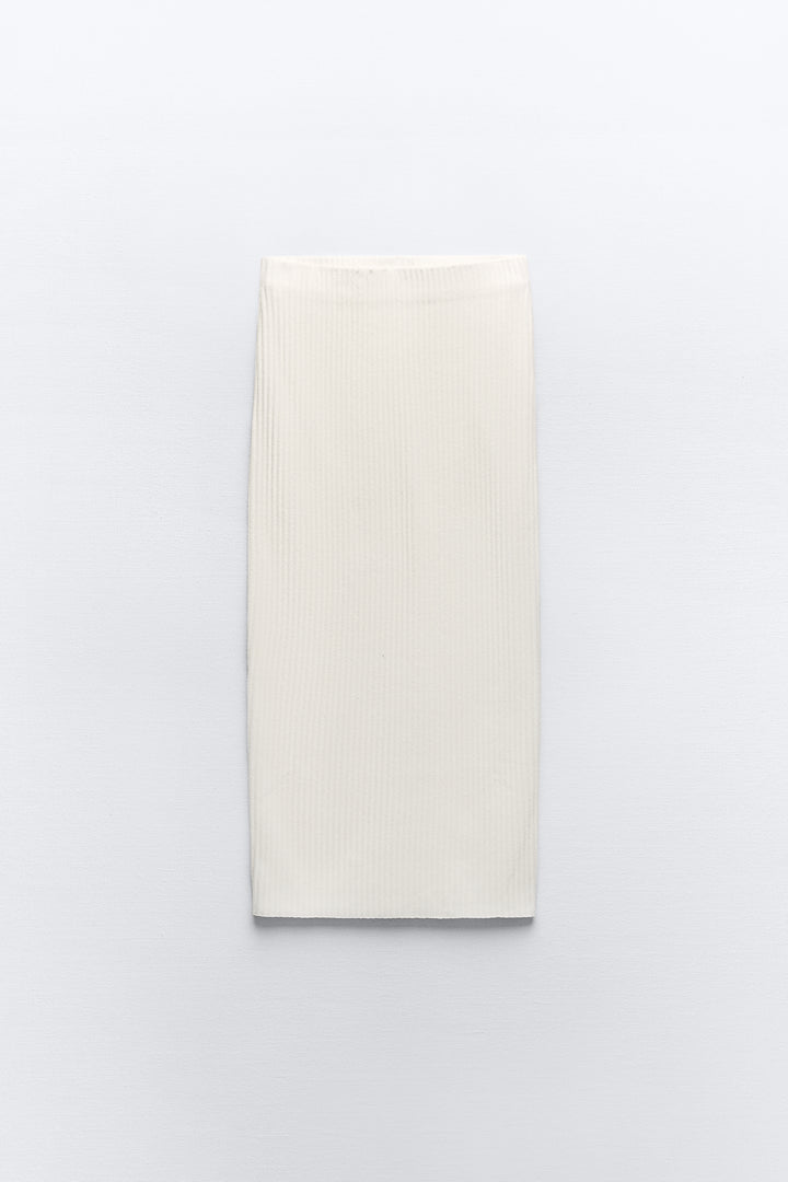 Jupe tube côtelée brossée