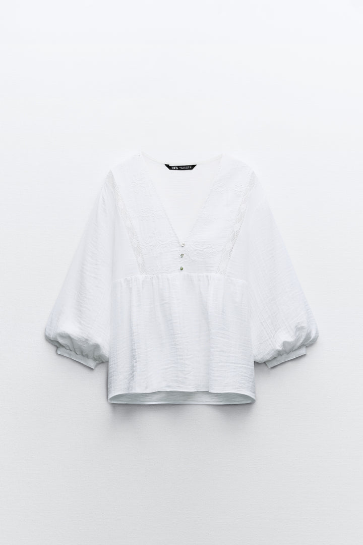 Body col V broderies et entre-deux