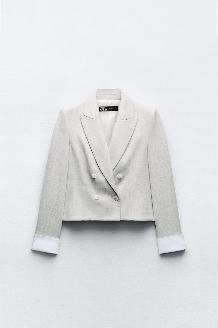 Blazer court croisé poignet combiné (Ensemble)