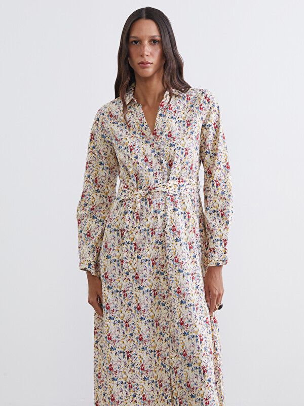 Moudda LC Waikiki - Robe manches longues en tissu pour Femme couleur Vert imprimé - Tunisie 2