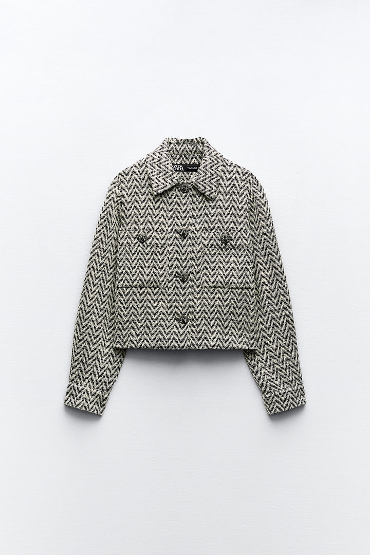 Veste Structurée Noir/Écru