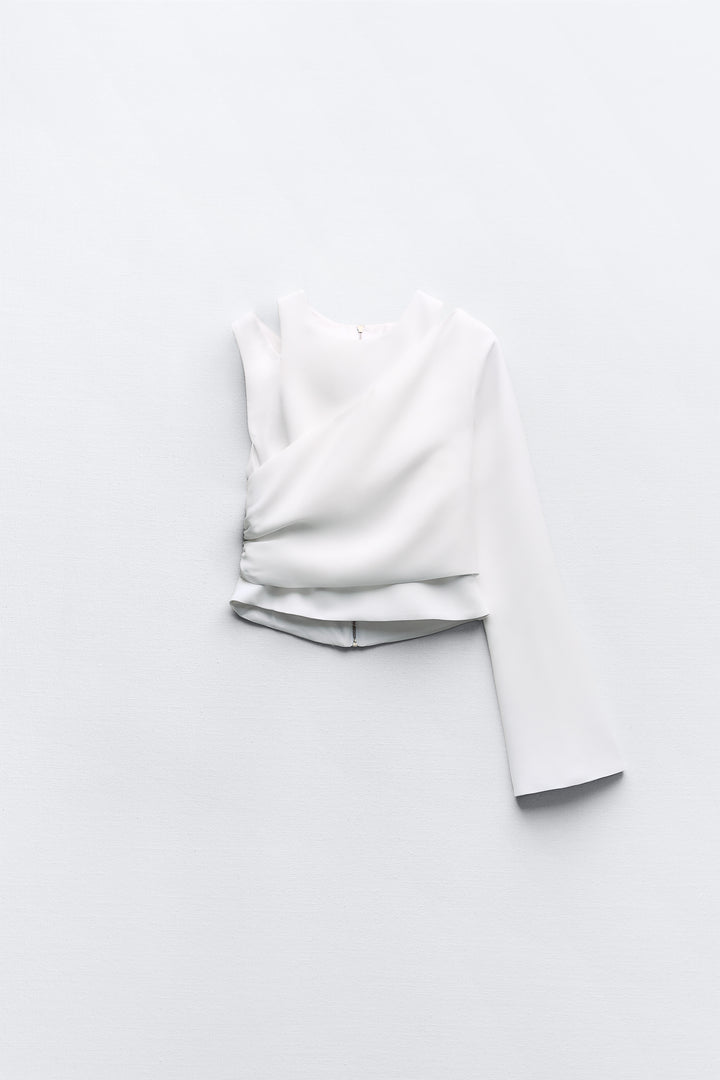 Body découpe court manche longue asymétrique