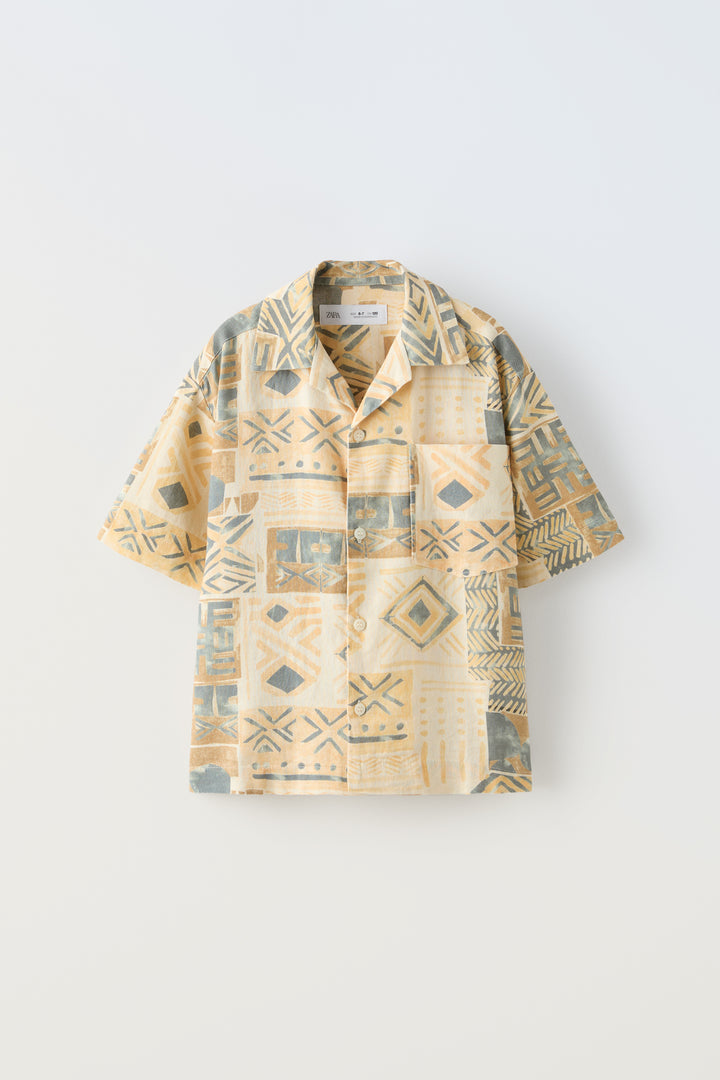 Chemise manches courtes imprimé ethnique