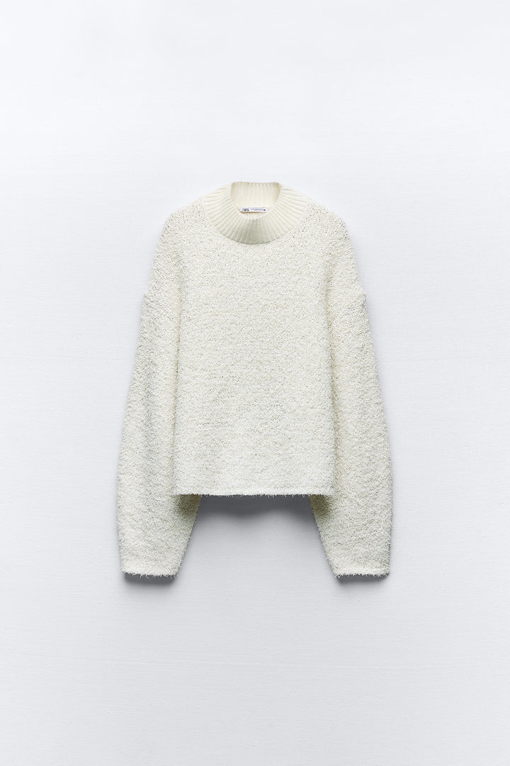 Sweat col rond manches longues bouclette