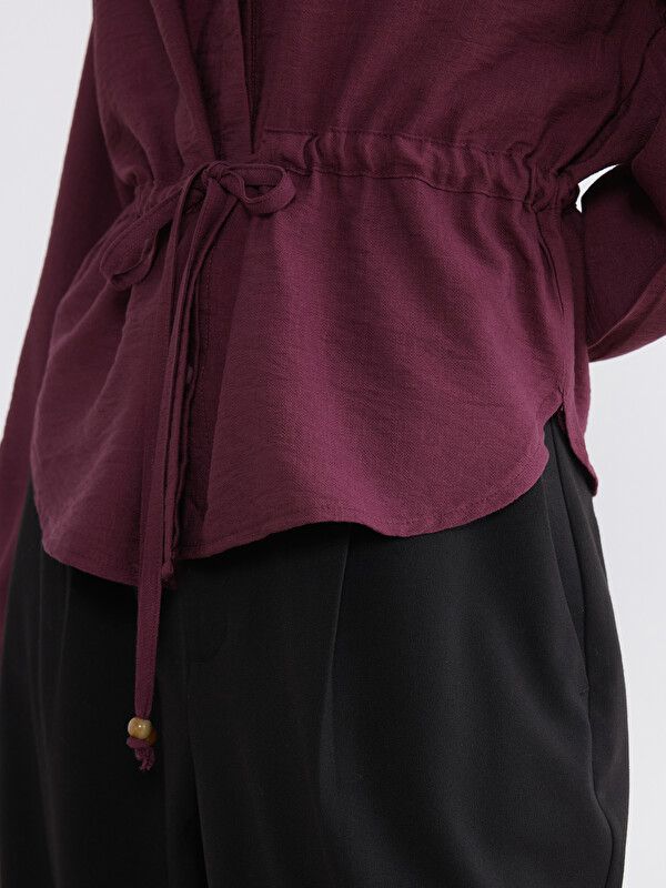 Moudda LC Waikiki - Chemise manches longues en tissu pour Femme couleur Bordeaux - Tunisie 3