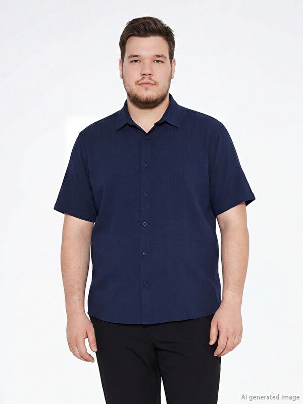 Moudda LC Waikiki - Chemise manches courtes en tissu pour Homme couleur Bleu marine - Tunisie 1