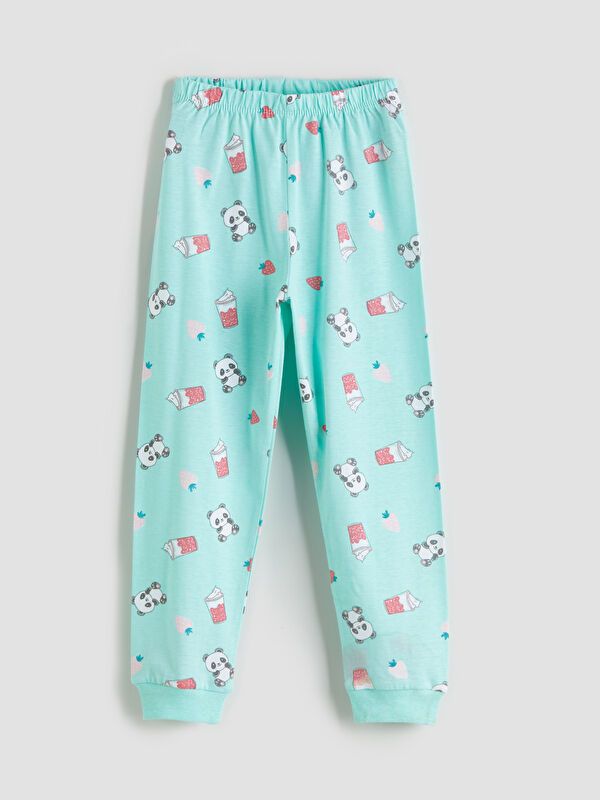 Moudda LC Waikiki - Pyjama en jersey manches longues moyen Fille Assiettes vert d'eau - Tunisie 3