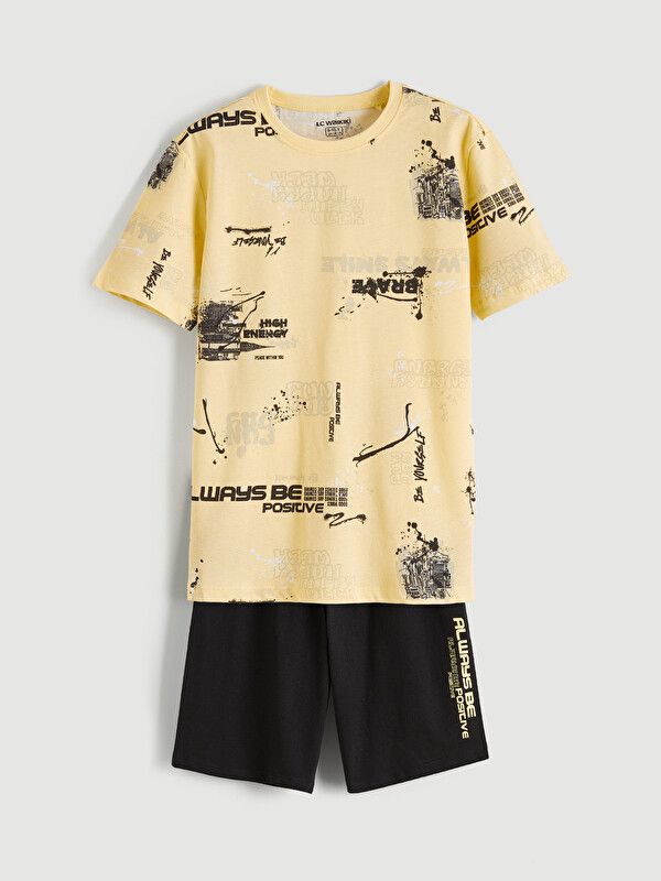 Moudda LC Waikiki - Short-Capri manches courtes pour Garçon couleur Jaune imprimé - Tunisie 1
