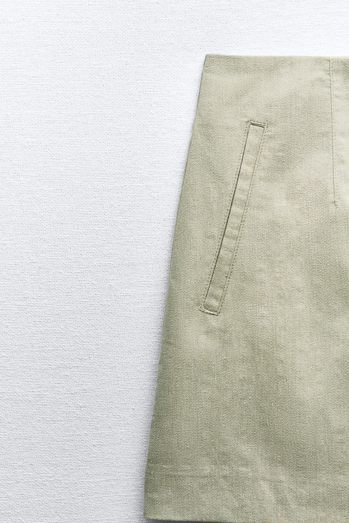 Bermuda taille haute pinces marquées (Ensemble)