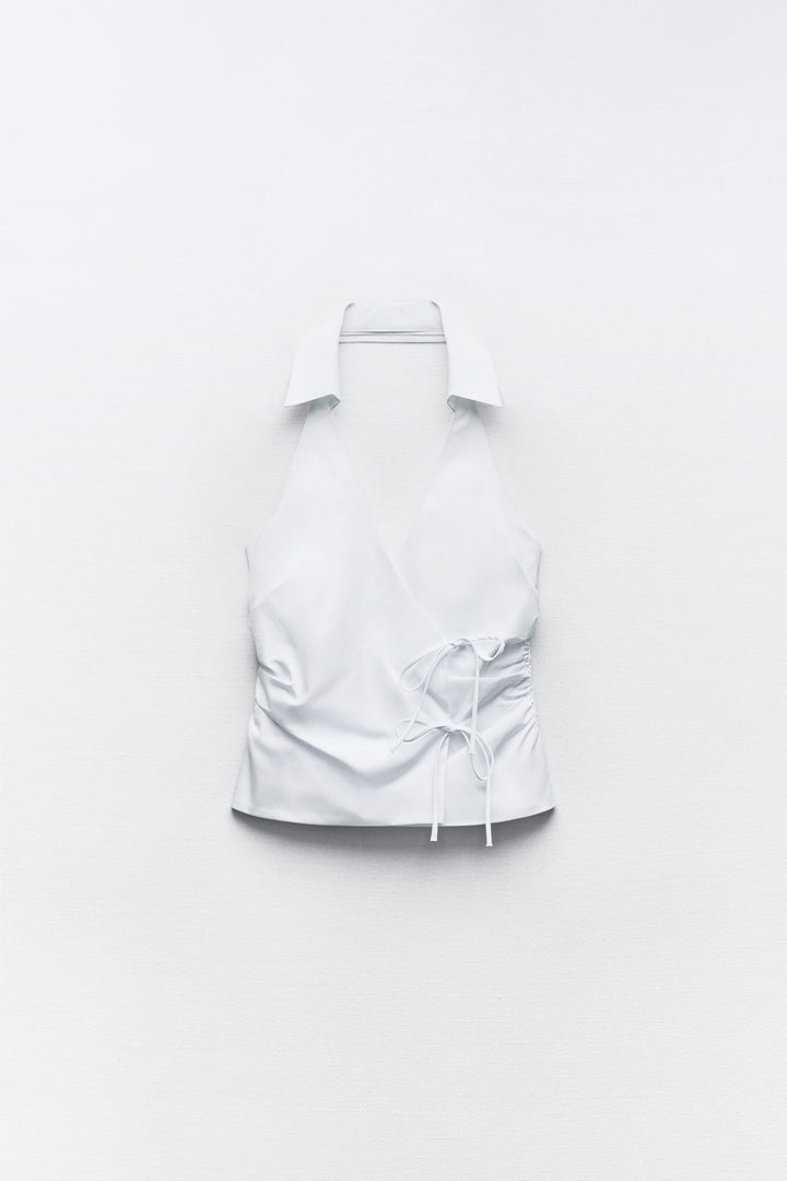 Top gabardine avec hâlter croisé lacets