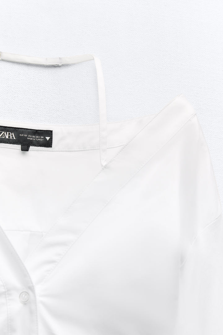 Robe Courte Gabardine Épaules Dénudées