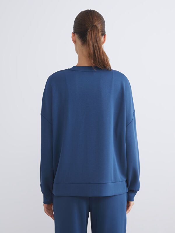 Moudda LC Waikiki - Sweatshirt jersey imprimé Femme Indigo foncé - Tunisie 4