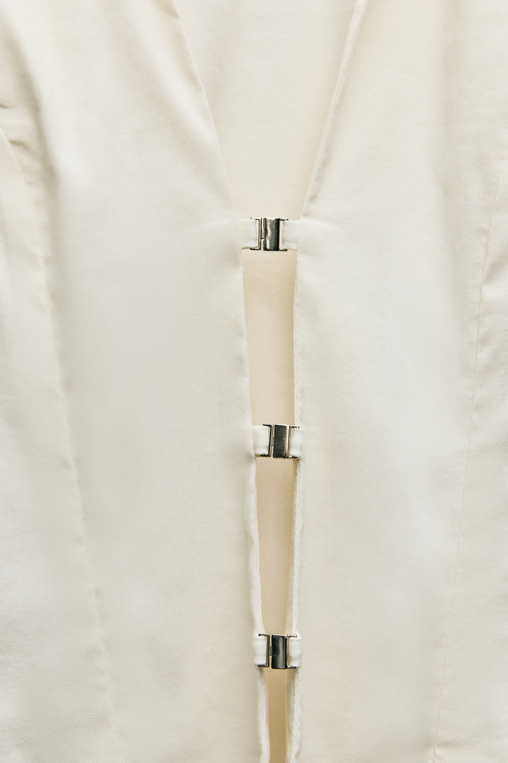 Chemise Lin Élastique Manches Longues Fermeture Métallique