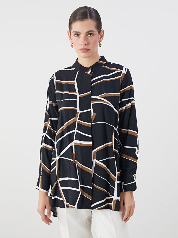 Moudda LC Waikiki - Tunique tissée imprimée manches longues Femme Imprimé en noir - Tunisie 1