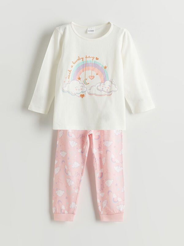 Moudda LC Waikiki - Pyjama en jersey manches longues moyen Fille Ecru - Tunisie 1