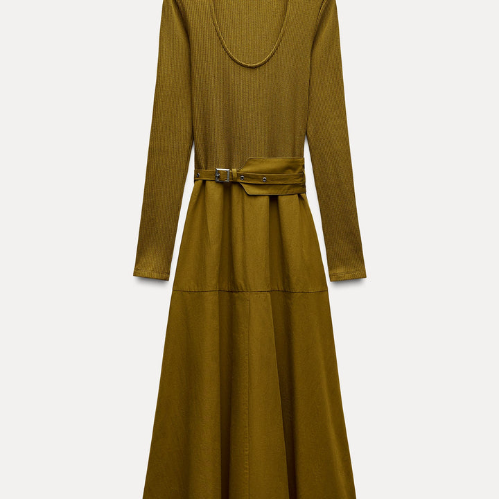 Moudda ZARA - Robe mi-longue combinée fluide ceinture boucle manches longues - Tunisie 1