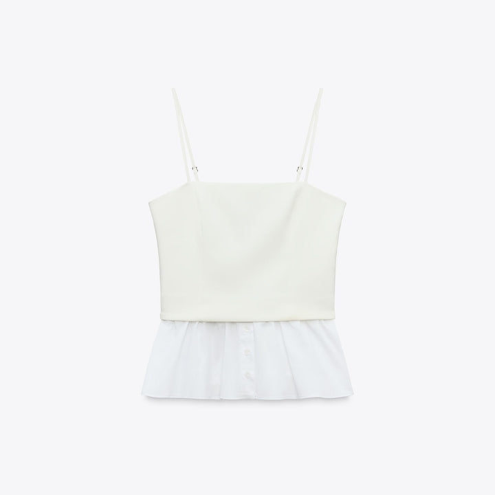 Moudda ZARA - Top Élastique Bretelles - Gabardine & Boutons - Tunisie 1